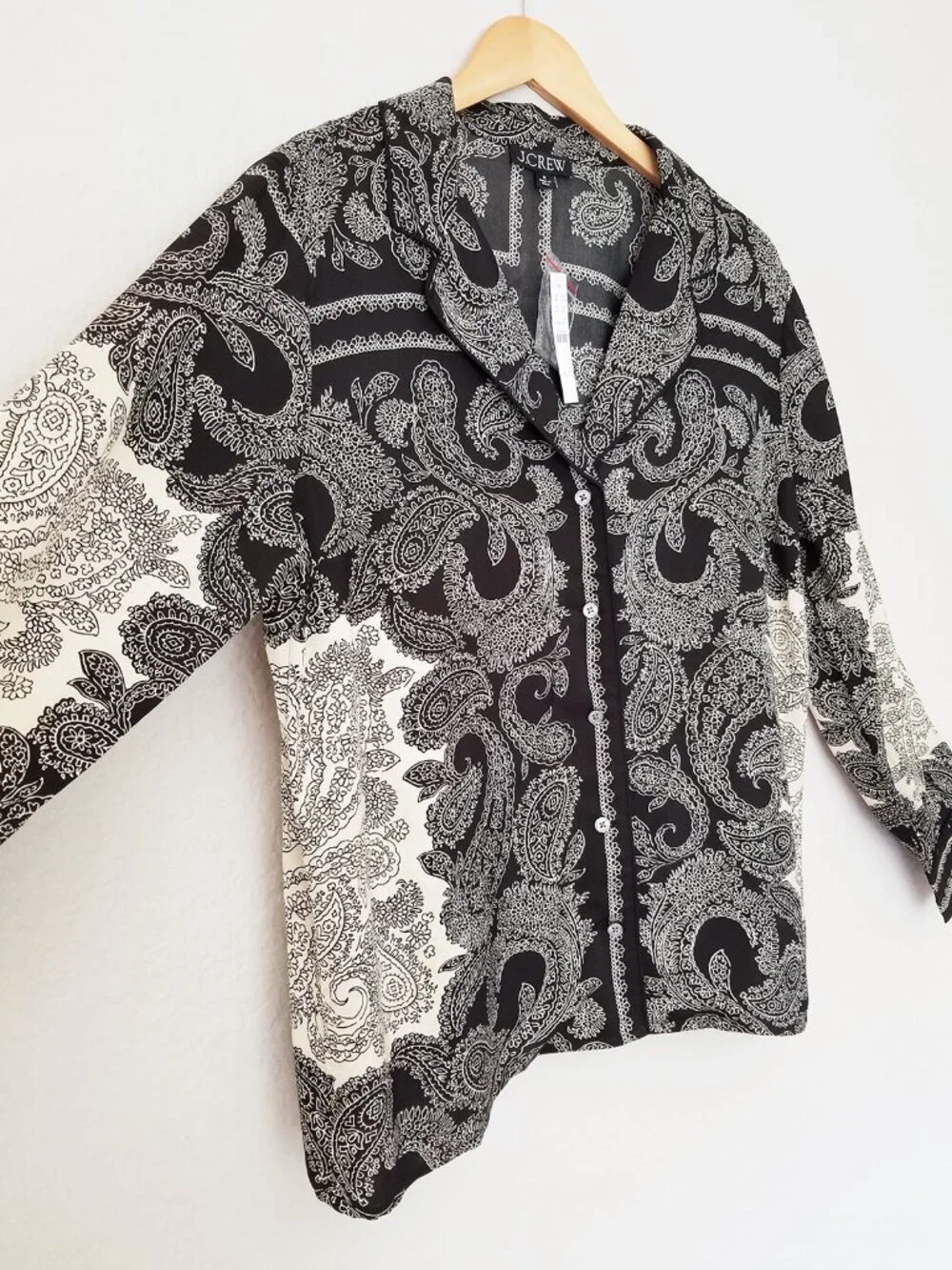 NEW J.CREW Drapey Camp-Collar Shirt M Paisley Scarf Bandana Satin CP645 $145 NWT
